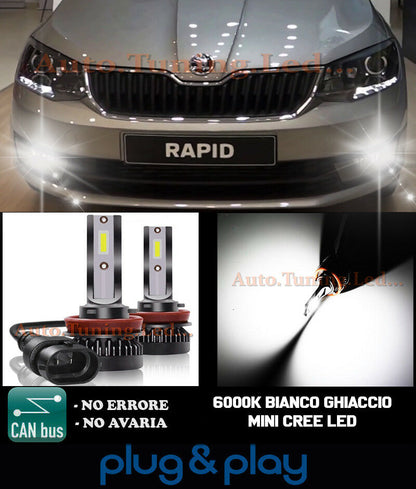 SKODA RAPID CAMBUS CREE LED FOG LIGHTS ICE WHITE 8000LM
