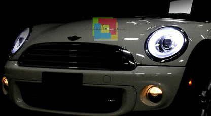 COPPIA FARI ANTERIORI LENTICOLARI MINI COOPER R55 R56 R57 DAL 2006+ DIURNE LED AUTOELEGANCERICAMBI