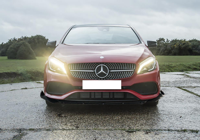 MERCEDES A-CLASS W176 FRONT BUMPER SPLITTER GLOSS BLACK RS LOOK - 3P