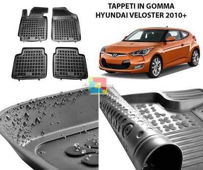 HYUNDAI VELOSTER 2010 IN POI TAPPETINI AUTO IN GOMMA - TAPPETI TOP QUALITA -1-