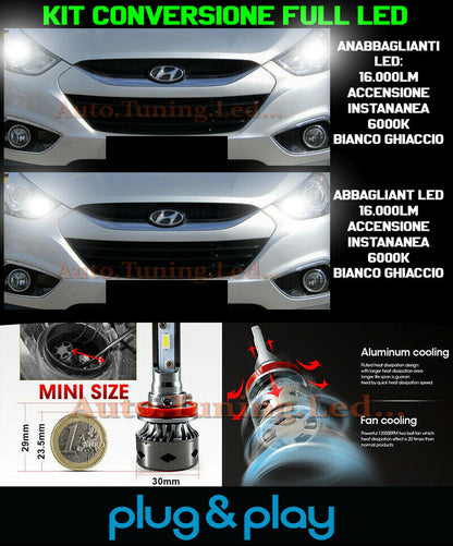 LAMPADE ANABBAGLIANTI + ABBAGLIANTI LED 16.000LM PER HYUNDAI IX35 2009-2013