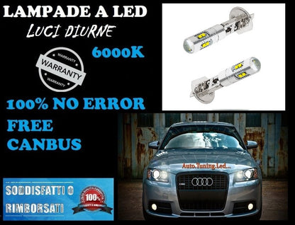 FENDINEBBIA LUCI DIURNE LED H1 LED COPPIA NO ERROR EFFETTO XENON AUTO