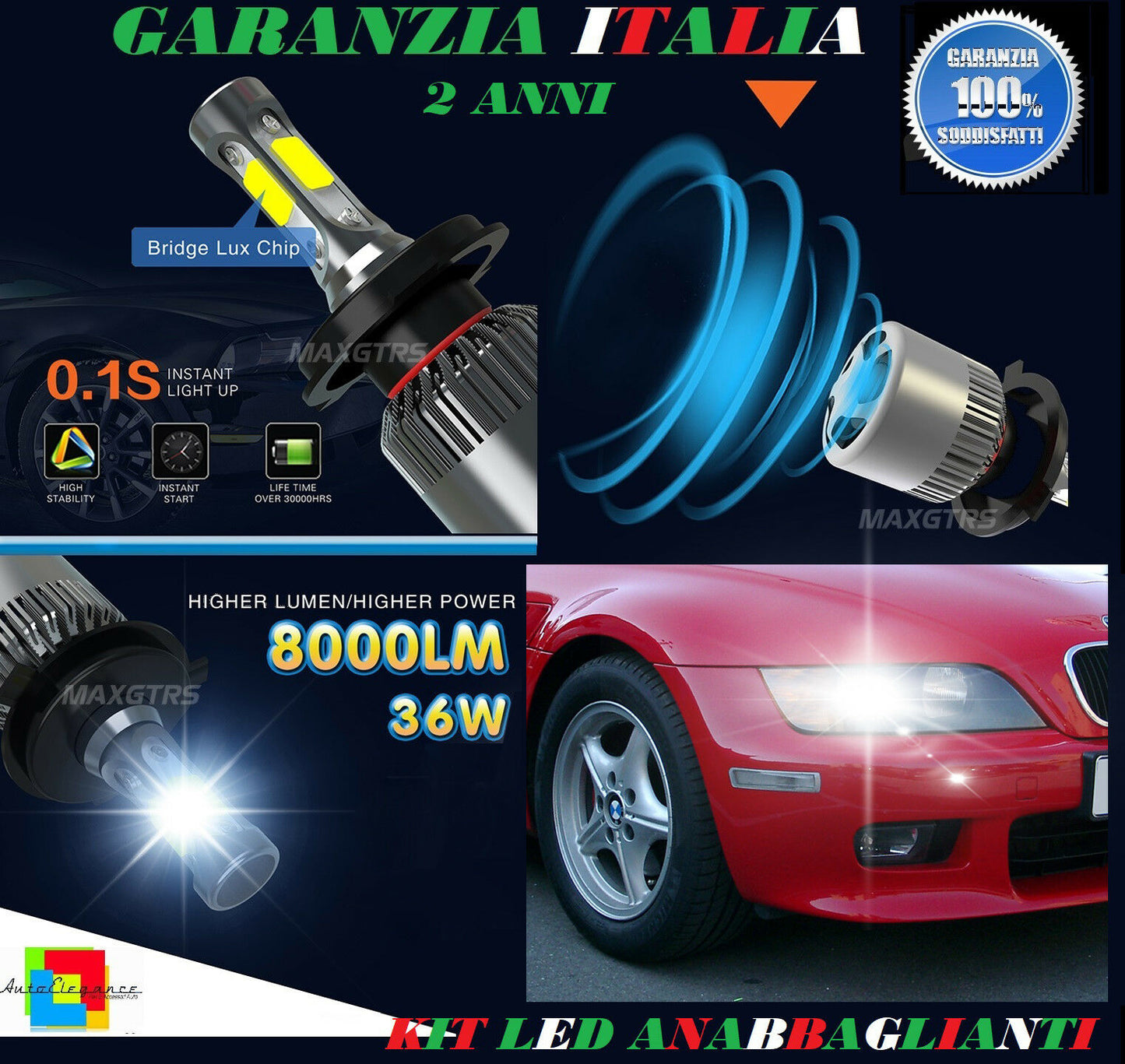 LAMPADE ANABBAGLIANTI 36W LED BMW Z3 1995-2003 ISTANTANEO 6000K