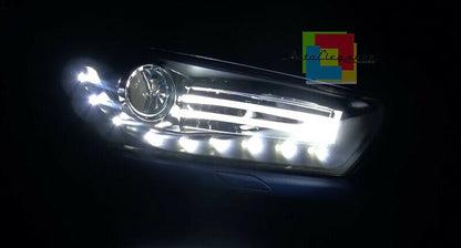 VW SCIROCCO 2008-2014 COPPIA FARI ANTERIORI SPORTIVI 3D DIURNE LED LENTICOLARI