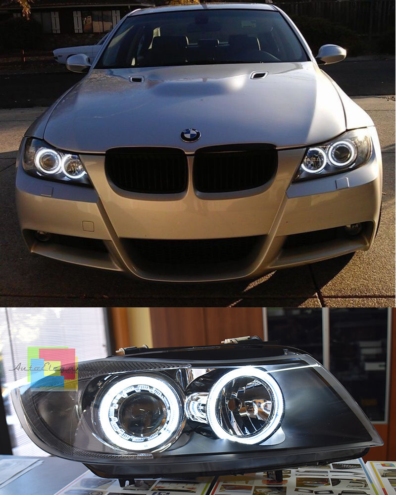 BMW E90 E91 2005-2011 FARI ANGEL EYES + DOPPIO LED ANABBAGLIANTI E ABBAGLIANTI AUTOELEGANCERICAMBI