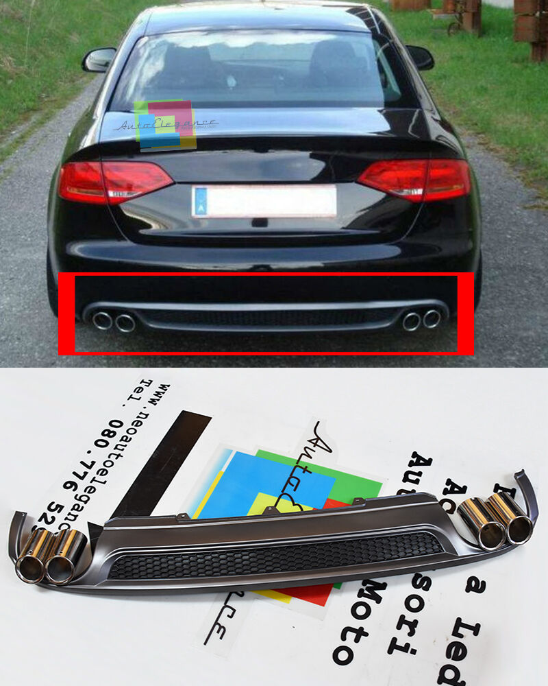 AUDI A4 B8 2008-2012 DIFFUSORE DOPPIO SCARICO SOTTO PARAURTI SLINE + TERMINALI AUTOELEGANCERICAMBI