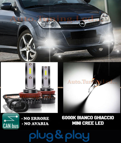 LAMPADE FENDINEBBIA A LED CREE OPEL TIGRA TWIN TOP CAMBUS BIANCO GHIACCIO 8000LM