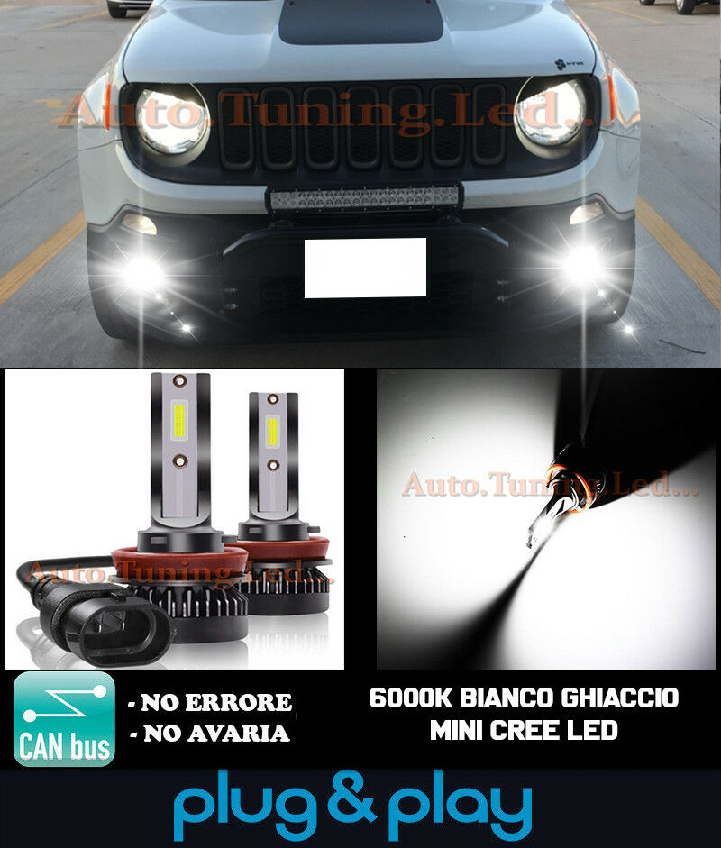 LAMPADE FENDINEBBIA A LED CREE JEEP RENEGADE CAMBUS BIANCO GHIACCIO 8000LM