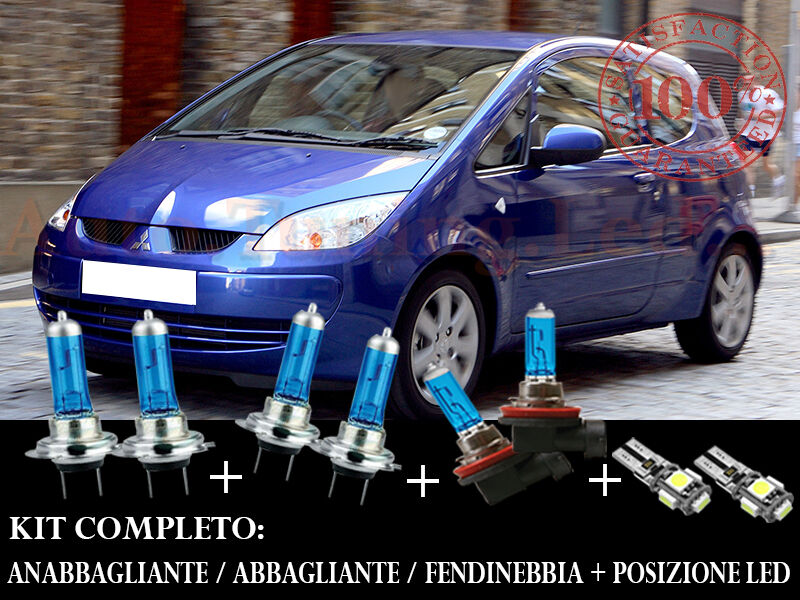 MITSUBISHI COLT 2004-2012 SET COMPLETO LAMPADE BLU XENON + POSIZIONE A LED