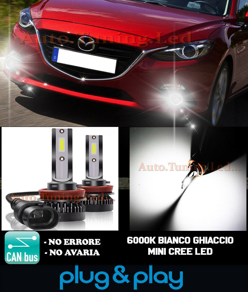 LAMPADE FENDINEBBIA A LED CREE MAZDA 3 BK III CAMBUS BIANCO GHIACCIO 8000LM