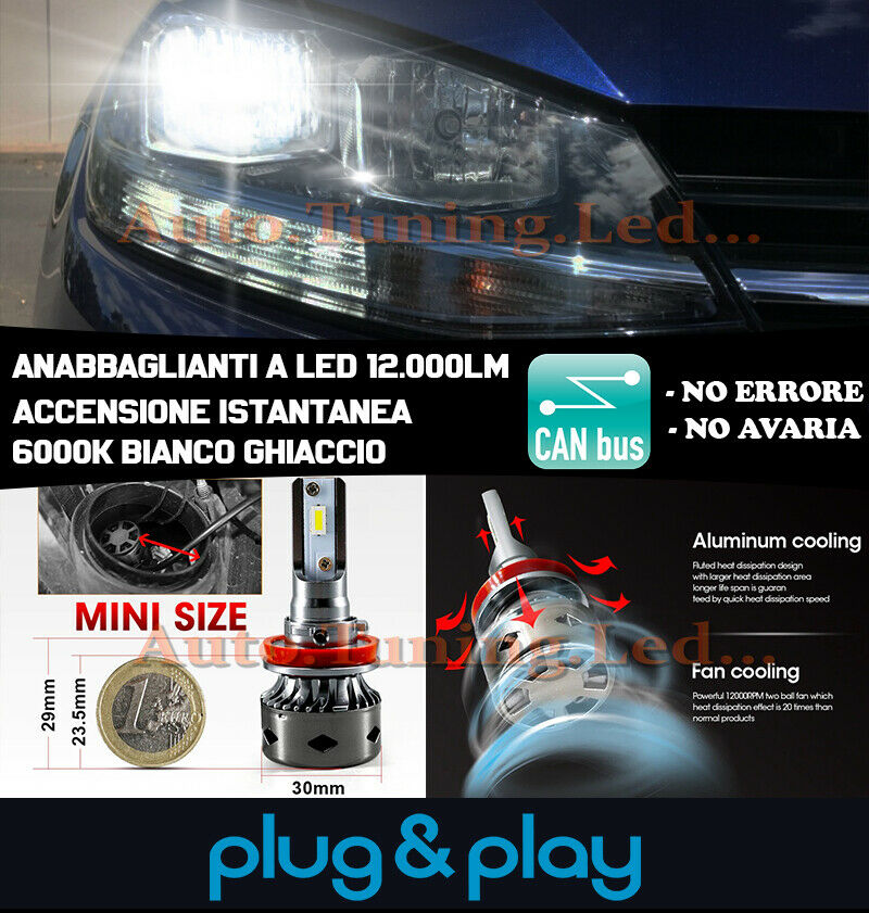 LED LOW BEAM HEADLIGHTS VW GOLF 7.5 FACELIFT INSTANT NO FAILURE 12.000LM