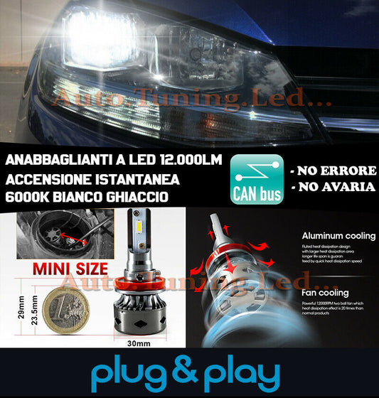 LED LOW BEAM HEADLIGHTS VW GOLF 7.5 FACELIFT INSTANT NO FAILURE 12.000LM