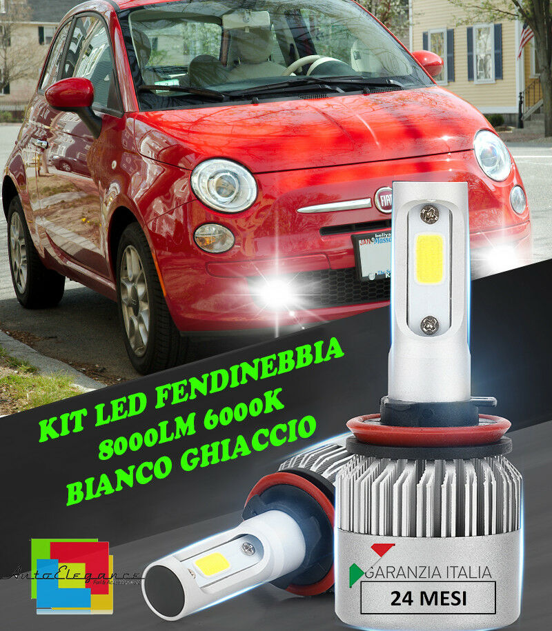 LAMPADE FENDINEBBIA A LED CREE FIAT 500 CINQUECENTO 2007+ CAMBUS BIANCO GHIACCIO