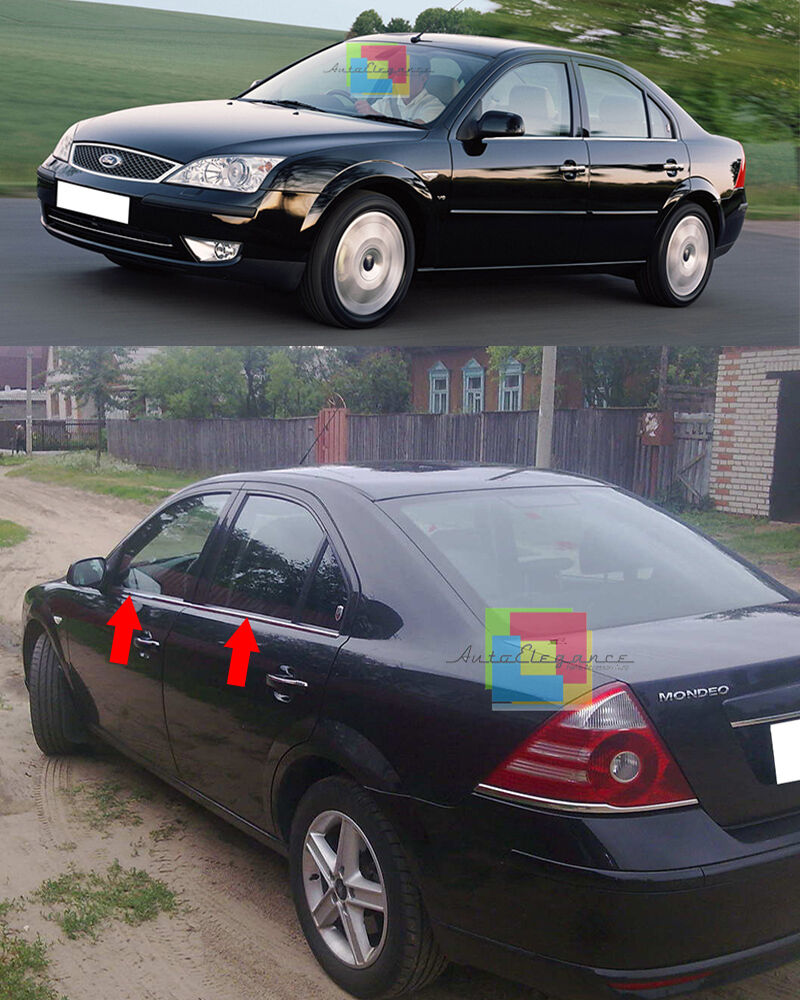 MODANATURE ADESIVE FORD MONDEO BERLINA 02-08 CORNICE FINESTRINI CROMATA ACCIAIO.