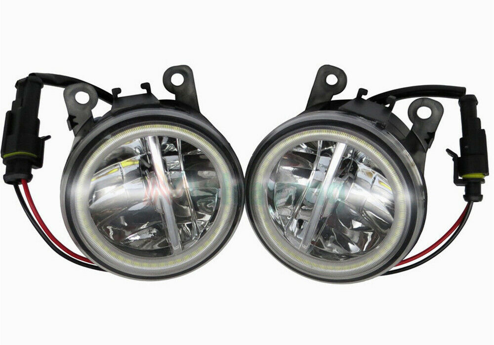 FIAT PANDA PUNTO EVO 500 500L PAIR OF DAYTIME FOG LIGHTS ANGEL EYES FULL LED -