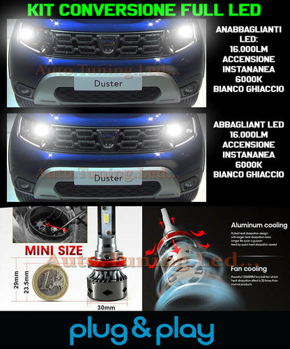 LAMPADE ANABBAGLIANTI + ABBAGLIANTI LED 16.000LM PER DACIA DUSTER MK2