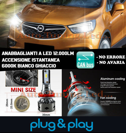 OPEL MOKKA / MOKKA X INSTANT NO FAILURE LED LOW BEAM HEADLIGHTS 12,000LM