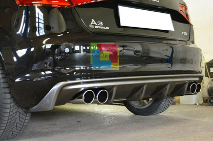 UNDER BUMPER AUDI A3 8V SPORTBACK 2012-2015 RS3 DIFFUSER 4 EXHAUSTS ABS -