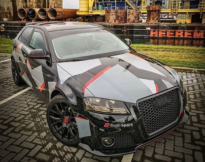 SPORT FRONT BUMPER AUDI A3 8P 2008-2013 LIFT LOOK RS3 HONEYCOMB ABS