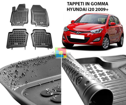HYUNDAI i20 2009-2014 TAPPETINI AUTO IN GOMMA - TAPPETI TOP QUALITA -1-