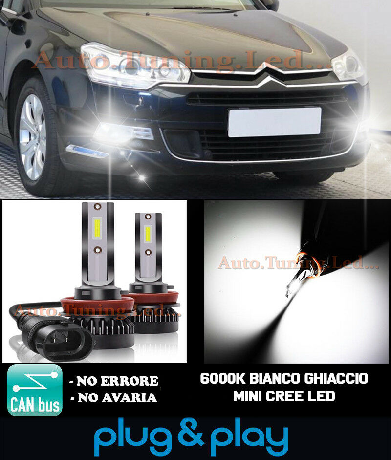 LAMPADE FENDINEBBIA A LED CREE CITROEN C5 II CAMBUS BIANCO GHIACCIO 8000LM