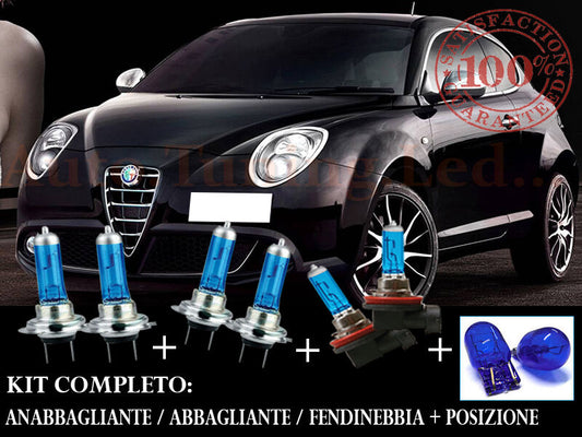 ALFA ROMEO MITO SET COMPLETO LAMPADE BLU XENON + POSIZIONE BLU T20 AUTOELEGANCERICAMBI