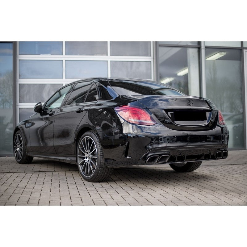 MERCEDES CLASSE C W205 S205 2014-2020 DIFFUSORE POSTERIORE CON TERMINALI LOOK C63S BLACK EDITION