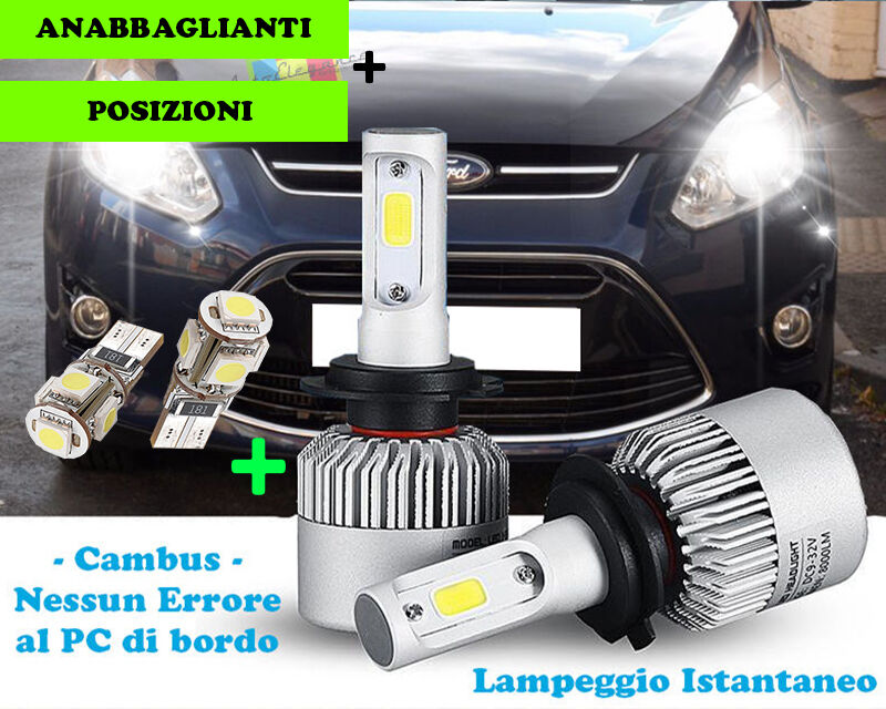 LED LOW BEAM LAMPS + T10 POSITIONS FORD C MAX 2010+ CREE ---