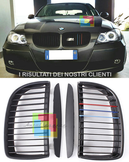 GRIGLIA ANTERIORE - CALANDRA NERA LOOK COLORI M3 - BMW SERIE 3 E90 2005-2008