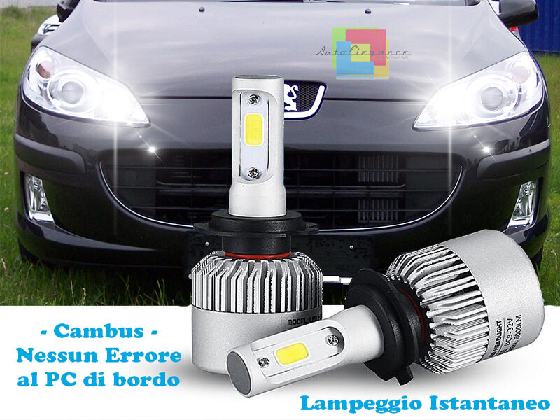LAMPADE ABBAGLIANTI LED PEUGEOT 407 04-10 LAMPEGGIO ISTANTANEO 6000K