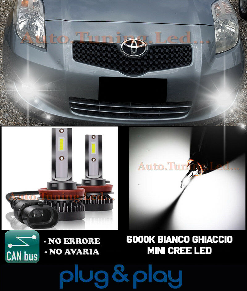 LAMPADE FENDINEBBIA A LED CREE TOYOTA YARIS II CAMBUS BIANCO GHIACCIO 8000LM