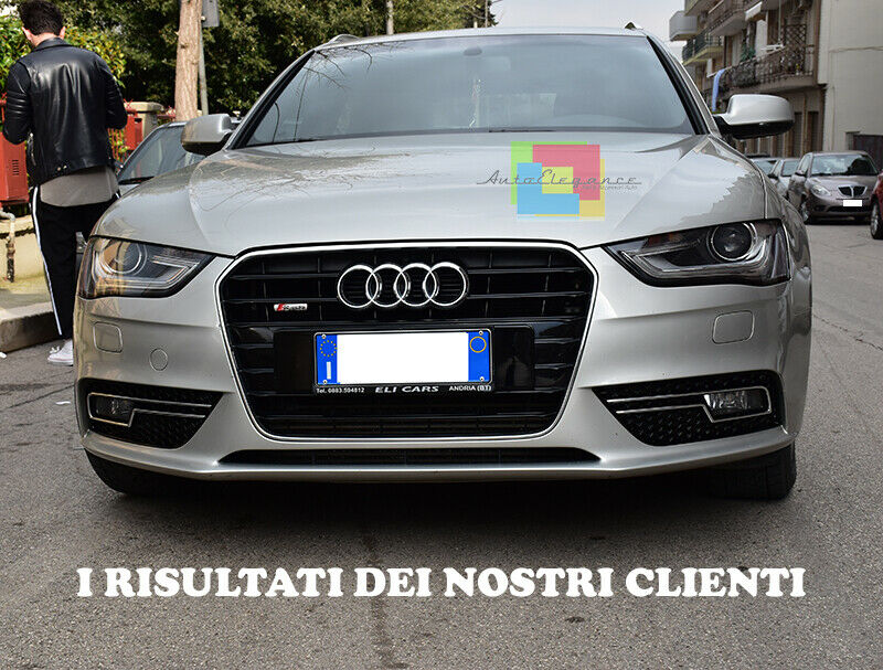GRIGLIE FENDINEBBIA NERE DETTAGLI CROMATI AUDI A4 B8 RESTYLING 2012+ DESIGN RS4