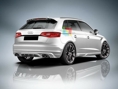 SOTTO PARAURTI AUDI A3 8V 2012+ SPORTBACK DIFFUSORE POSTERIORE + TERMINALI INOX