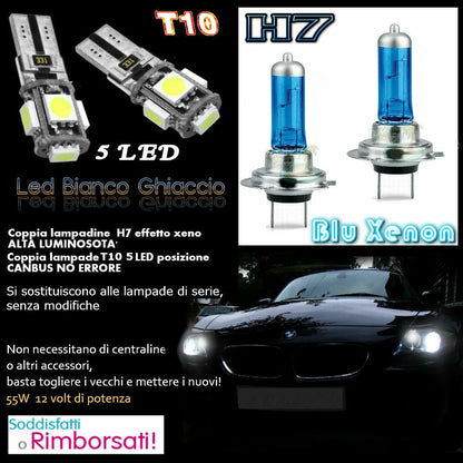 - FIAT GRANDE PUNTO SET LAMPADE H7 BLU XENON ANABBAGLIANTE 55W + T10 POSIZIONE AUTOELEGANCERICAMBI