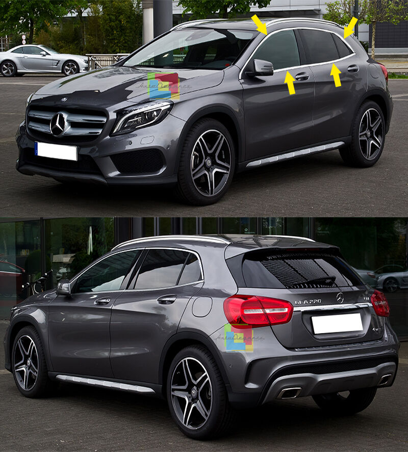 ADHESIVE MOULDINGS MERCEDES GLA X156 2014+ CHROME WINDOW FRAME STEEL-.