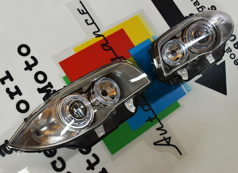 BMW E81 E82 E87 E88 2004-2011 FARI SATINATI CON ANELLI ANGEL EYES LED BIANCHI AUTOELEGANCERICAMBI
