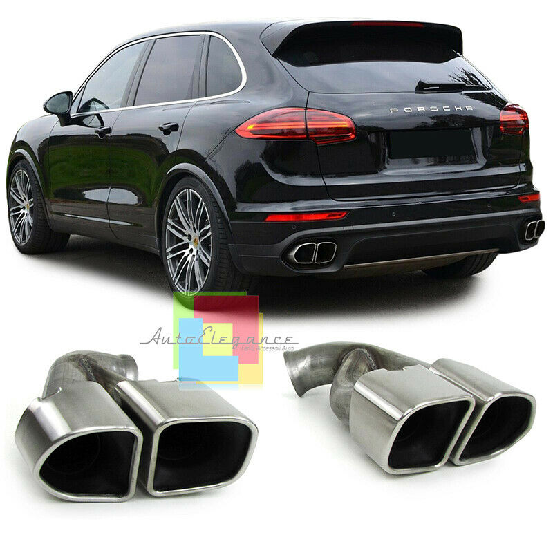 COPPIA TERMINALI DI SCARICO PER PORSCHE CAYENNE 2014-2017 ACCIAIO INOX AUTOELEGANCERICAMBI