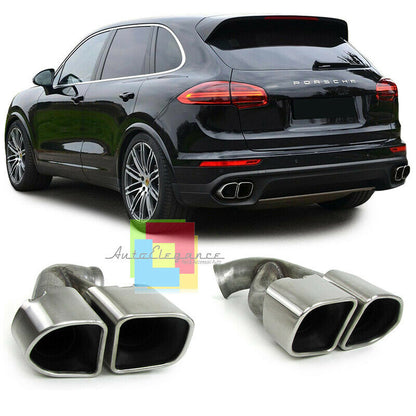 COPPIA TERMINALI DI SCARICO PER PORSCHE CAYENNE 2014-2017 ACCIAIO INOX AUTOELEGANCERICAMBI