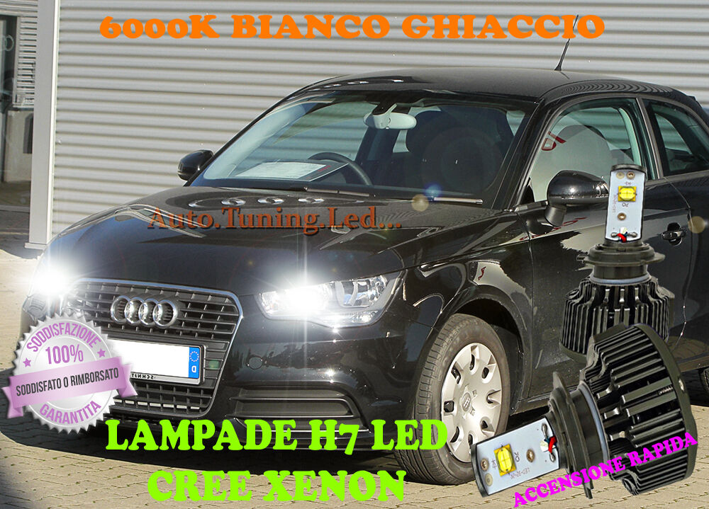 AUDI A1 LAMPADE H7 CREE XENON ABBAGLIANTI 6000K BIANCO ACCENSIONE RAPIDA AUTOELEGANCERICAMBI