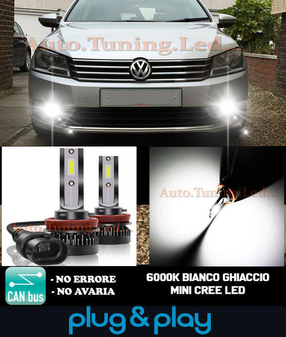 LAMPADE FENDINEBBIA A LED CREE VW PASSAT B6 B7 CAMBUS BIANCO GHIACCIO 8000LM