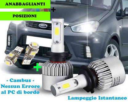 LED LOW BEAM LAMPS + POSITIONS T10 FORD C MAX 2007-2010 CREE ---