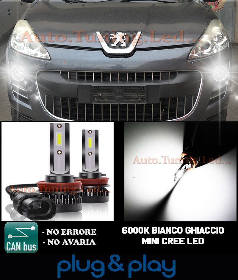 CREE LED FOG LIGHTS PEUGEOT 4007 CAMBUS ICE WHITE 8000LM