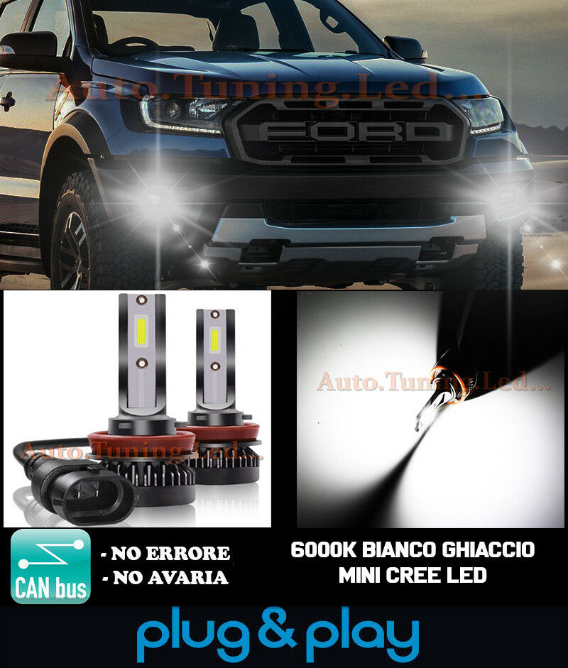 LAMPADE FENDINEBBIA A LED CREE FORD RANGER CAMBUS BIANCO GHIACCIO 8000LM