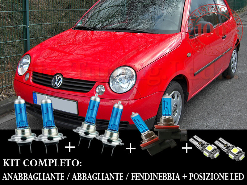VW LUPO 1998-2005 SET COMPLETO LAMPADE BLU XENON + POSIZIONE A LED