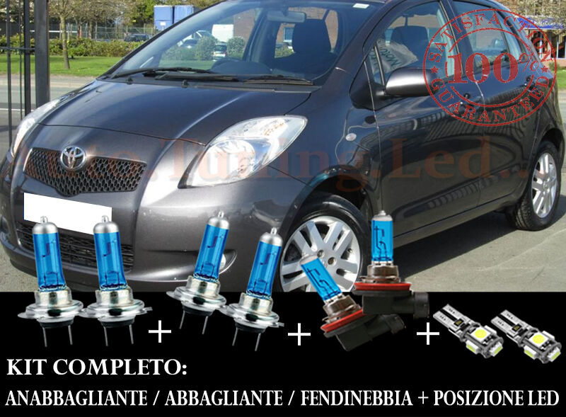 TOYOTA YARIS 2005-2011 SET COMPLETO LAMPADE BLU XENON + POSIZIONE A LED
