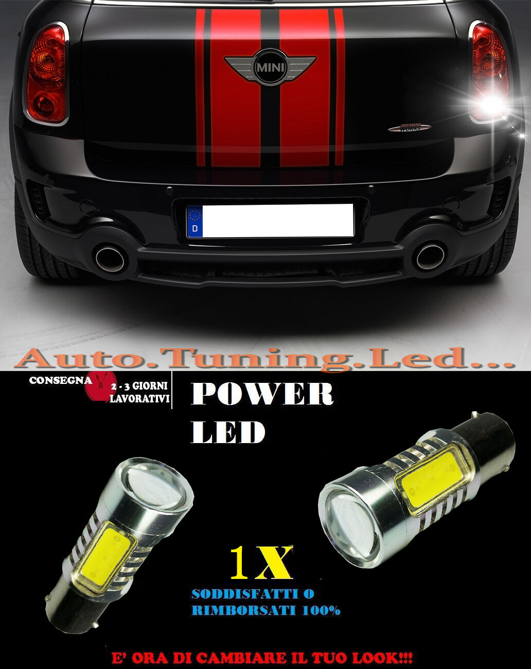 MINI COUNTRYMAN 6000K LAMPADA RETROMARCIA A LED P21W BA15S CANBUS NO ERROR