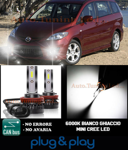 LAMPADE FENDINEBBIA A LED CREE MAZDA 5 CAMBUS BIANCO GHIACCIO 8000LM