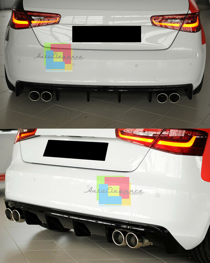 UNDER BUMPER AUDI A3 8V SPORTBACK 2012-2015 RS3 DIFFUSER 4 EXHAUSTS ABS -