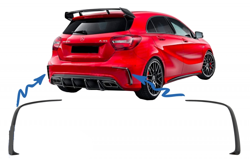 Rear Bumper Fins Fit For MERCEDES Benz W176 A-Class (2012-2018) A45 Aero Edition Look