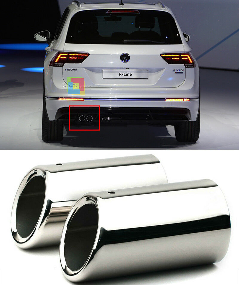 COPPIA TERMINALI DI SCARICO VW TIGUAN 2016+ INOX CROMATI LOOK SPORTIVO AUTOELEGANCERICAMBI